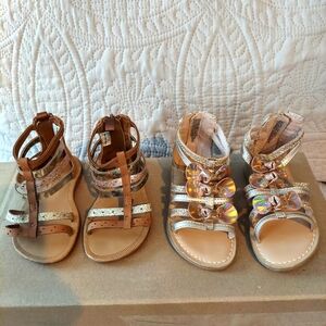 Sandals little girls osh kosher and jumping beans 2 pair Size 5